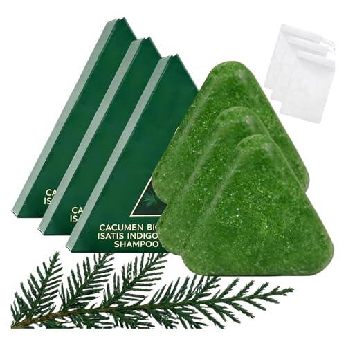Nature Triangle Shampoo Bar, Herbal Green Shampoo Soap 2 in 1, Hair Care Hair Growth Calming & Strengthens (3pc)