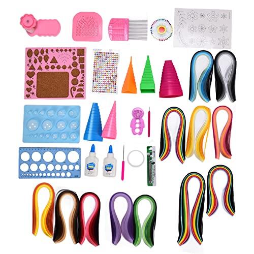 Kit completo de quilling de papel con set de herramientas de quilling, 1260 tiras de papel para quilling, incluyendo pinzas y plantillas, ideal para principiantes en manualidades