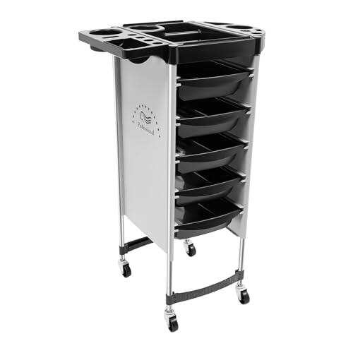 ZHDPYHDD Carrito de peluquería con ruedas con cajones de 6 niveles, color blanco, para accesorios de peluquería, carrito de salón móvil con ruedas universales para salón spa y uso doméstico