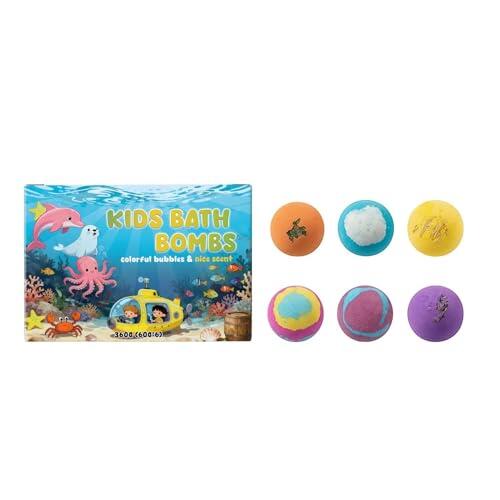 6 Piezas Pelota de Baño para Niños, Bola de Baño Hecha a Mano con Juguetes, Bolas de Sal de Gaseosas, Juguetes de Mar Orgánicos Naturales para Hidratar la Piel Seca paras Cumpleaños Halloween Navidad