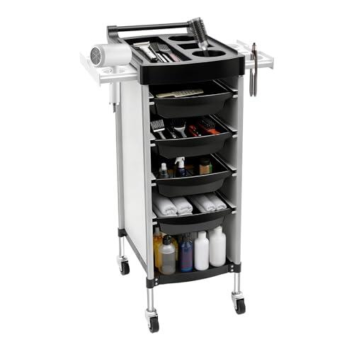 ZHDPYHDD Carrito de peluquería de 6 niveles, con cajones y ruedas universales, capacidad de carga de 50 kg para accesorios de peluquería, carrito de salón de belleza para peluquería, spa y hogar