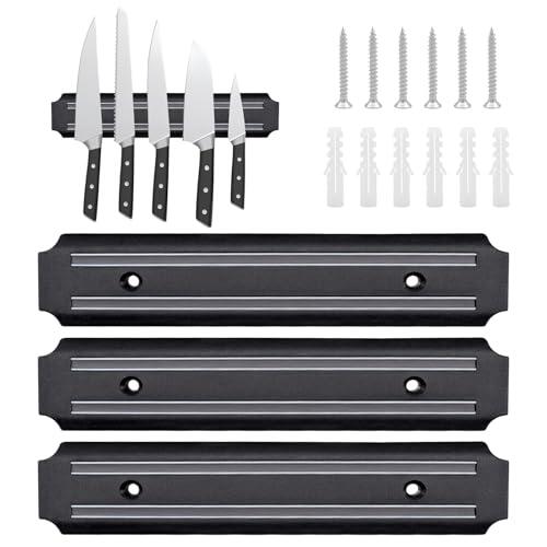 Fipfovpa 3 Piezas Soporte Magnético para Cuchillos, 19cm Barra Magnética Para Cuchillos De Cocina, Iman Cuchillos Universal con 6 Tornillos para Cuchillos de Cocina, Espátulas y Tijeras