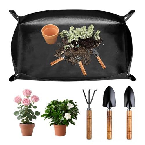 Duronge Alfombrilla para plantación de 150 x 100 cm, impermeable y plegable, para plantas, a prueba de fugas, alfombrilla de jardín para trasplante, cambio de suelo y poda