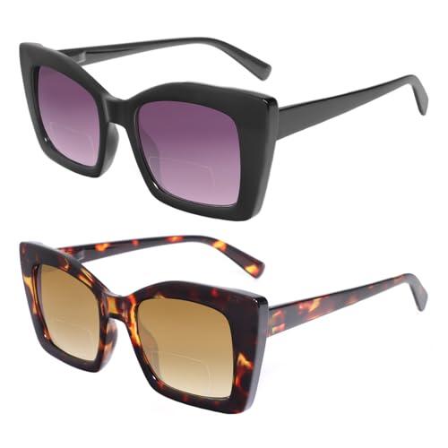 MMOWW Doble luz Gafas de Lectura Para el Sol con Montura Cuadrada de Moda