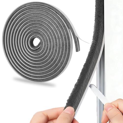 Qaestuan Junta de Cepillo Autoadhesiva, 9mm(B) x 23mm(D) x7M(L), Cepillo de Burlete Puerta Exterior, para Puerta Anti-Ruido/Prueba de Viento/Anti-bug de Sellado