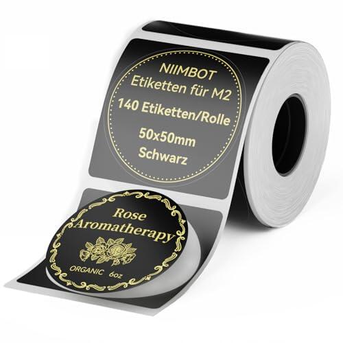 NIIMBOT Etiquetas M2, 50 x 50 mm, cinta autoadhesiva solo para impresora de etiquetas M2, resistente al agua a altas y bajas temperaturas, etiquetas para oficinas, instalaciones exteriores, redondas