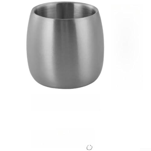 Taza de acero inoxidable 304 de doble pared de 150 ml con parte inferior antideslizante para uso diario para escuela, oficina o viajes, diseño compacto (plateado)