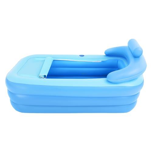 Goddlgjik Bañera hinchable plegable, de PVC, para adultos, con reposacabezas, soporte para bebidas, desagüe en el suelo, respaldo y reposabrazos, 160 x 84 x 64 cm para el hogar SPA Hotel