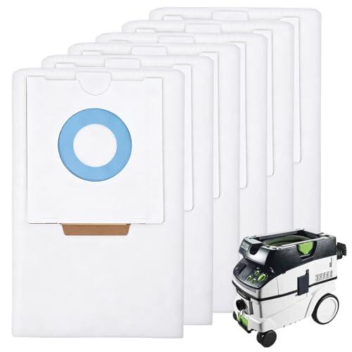 6 Bolsas de Aspiradora, Compatible con Festool SC-FIS-CT 26/5, CT26 CTL 26 CTM 26, 496187, Bolsa de Filtro SC FIS-CT 26/5, Bolsas de Polvo Sintéticas para Filtro de Aspiradora