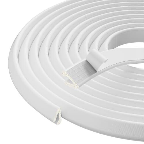 Esufeir Burletes de Espuma en Forma de V para Ventanas y Puertas Corredera 10m Blanco,Autoadhesivo, Aislante Termico, Aislamiento Frio,Insonorización, Cortavientos, Bloqueador de Luz (Paquete de 2)