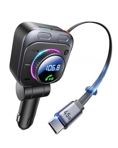 LENCENT Transmisor FM Bluetooth 5.4 con Carga Rápida 72W, Adaptador Coche