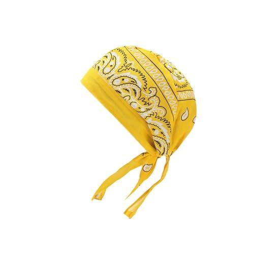 RCGOFOLLOW Gorro para Hombre, Ligero, Duradero, Absorbente de Sudor, Gorro de Calavera Durag, Ideal para añadir a tu guardarropa Deportivo, Pirata para Motociclistas, Amarillo Claro, 58cm a 60cm