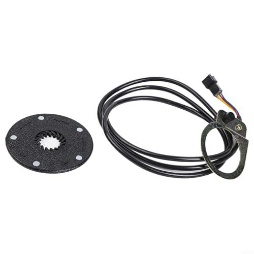 Eawfgtuw Sensor eléctrico de asistencia de pedal de bicicleta con imanes /8/12, sensor de velocidad PAS de repuesto para manivela, detector de asistencia de pulso de aleación con cable de 100 cm