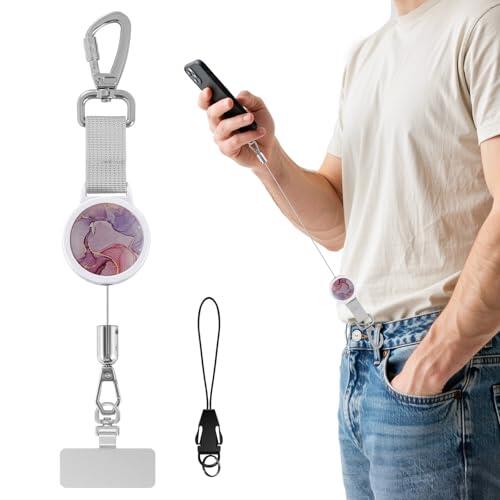 MoKo cuerda para movil retráctil antirrobo, Blanco&Rosa Nublado