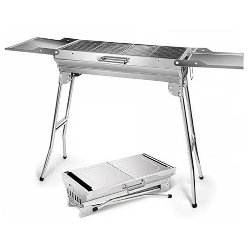 CREVICOSTA QUALITY MARK MARCAS DE CALIDAD - Parrilla grande de doble asa (acero inoxidable) open 112 * 30 * 71cm. fold: 60 * 30 * 18cm
