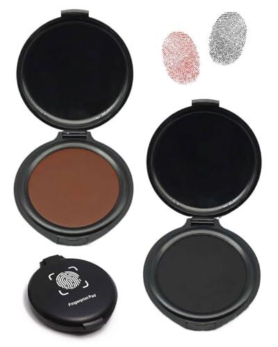 LOZTBUE 2 Pcs Almohadillas de Tinta para Huellas Dactilares,Huellas Dactilares de Tinta,Almohadilla de Tinta Negra Y Rojo, Tinta de Huellas para Suministros de Oficina Notario Identificación