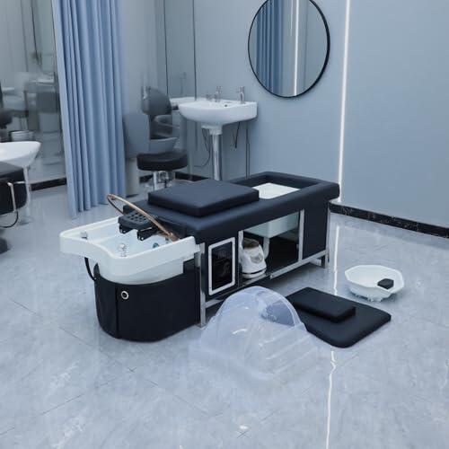 Camilla De Masaje Profesional con Champú, Mesa De Tratamiento De Spa Multifuncional con Circulación De Agua, Fumigación, Baño De Pies Y Terapia De Luz para Salones De Belleza.