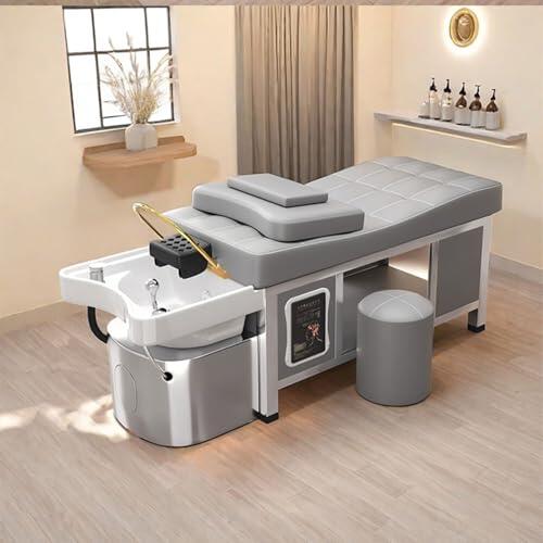Equipo Profesional De Masaje, Champú, Cama, Cabezal, Spa, Belleza Facial con Ciclo De Agua Y Fumigación, Gris.