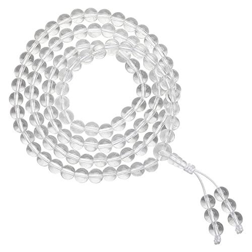 pulsera de rosario, Collar de cristal blanco brasileño natural, rosario Buda 108 piezas for oración y meditación unisex (Mala)