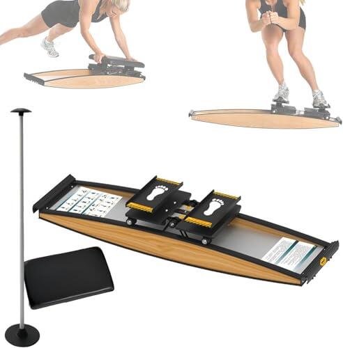 Ski Machine, Máquina De Simulador De Esquí Con Bastones y Alfombrillas, Entrenador De Equilibrio, Resistencia Ajustable De 0 a 100 Kg, Capacidad De Carga De 150 Kg, Ideal Para Casa, Gimnasio
