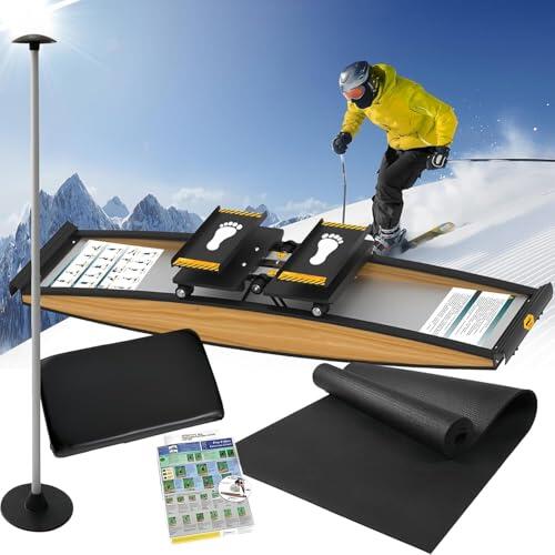 Joyfitness Ski Machine, Simulador De Esquí con Bastones y Alfombrillas, Entrenador De Equilibrio, Tabla Oscilante, Resistencia Ajustable De 0 a 100 Kg, Máquina De Ejercicio De Cuerpo Completo