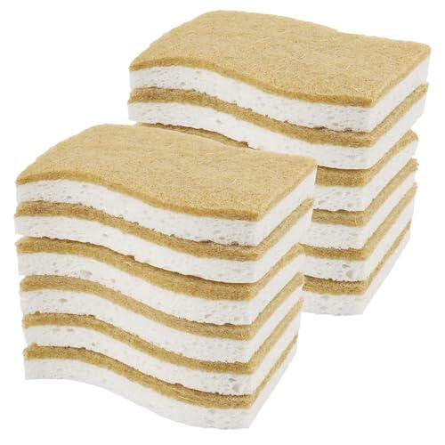 12PCS Esponjas Naturales Antiarañazos, Esponjas De Celulosa Y Fibra De Sisal para Platos, Ollas, Sartenes, Limpieza De Cocina Y Baño, Reutilizables, Ecológicas Y Aptas para Lavavajillas