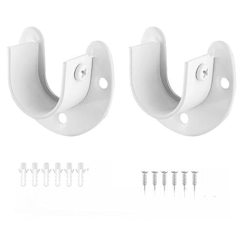 XBAIPIN Soporte de tubo redondo de 32 mm para barra de ropa, 2 unidades, color blanco, soporte de barra de acero inoxidable para armario, barra de cortina, tendedero, resistente e inoxidable