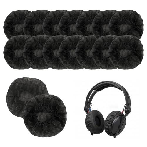 100 Piezas de Cubiertas Desechables de Auriculares Sanitarios, Fundas Elásticas de Tela para de 10 a 13 cm Negro, para Bibliotecas, Hospitales y Más, Mantén Tus Auriculares Higiénicos (Negro)