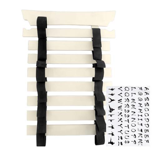 Soporte para cinturón de karate, soporte de artes marciales, estante de 10 niveles con función de percha, organizador deportivo de madera duradera, decoración de calcomanías con estilo clásico