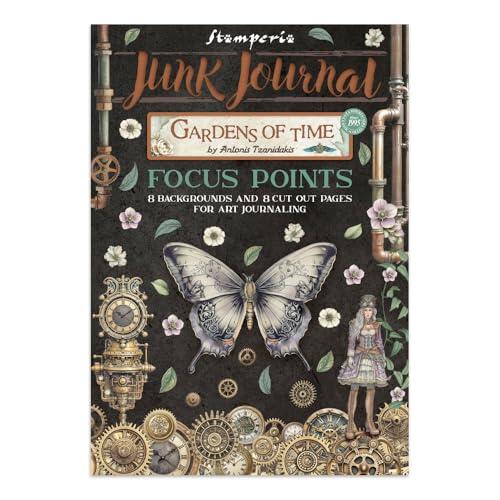 Stamperia - Junk Journal Stickers, Cut-Outs, and Backgrounds for Scrapbooks, Albums, Card Making, Bullet Journalling, Perfect for Hobbies, Crafts, and Gifting (Gardens of Time) (Focus Points) (A5)