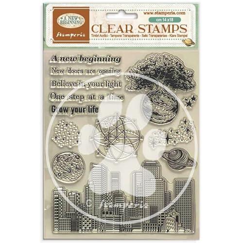 Stamperia - Acrylic Stamp for Scrapbooks, Albums, Cards, Bullet Journals and More, Transparent, Long Lasting, Easy to Clean, Perfect for Crafts and Gifting (A New Beginning)