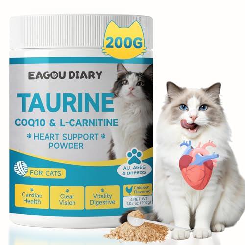 Taurina para Gato Taurina Polvo, CorazóN, VisióN, EnergíA, Vitalidad, 200 G | Coenzima Q10, Carnitina, Lisina, Vitamina, Gos, VisióN Saludable, Bienestar General, Taurina Suplemento De Taurina para Gatos
