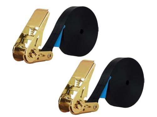Abiyou 2 Piezas Correa De Amarre con Trinquete,8 m De Largo y 2,5 Mm De Ancho,Ajustable Longitud Correas Tensoras De Presión,Strap For Ratchet Cargo,Tablas De Surf y Remolques De Carga (Negro)