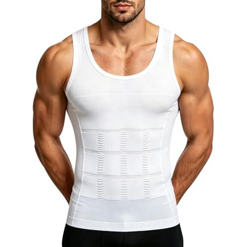 ABOHU Chaleco de Compresión Hombre, Camiseta de Compresión Hombre, Faja Reductora, Camisa de compresión Slim, Camiseta sin mangas adelgazante, Reductora Tirantes, Elástica de Ropa Interio Tamaño L-XXL