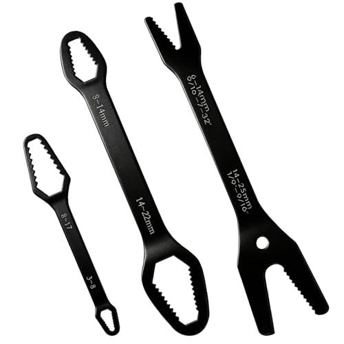 CYUXING Juego de 3 llaves universales autoajustables para automóviles, de doble cabezal y autoapriete, llave universal multifuncional para reparación de automóviles y mejoras del hogar