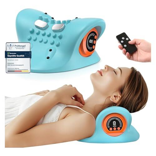 Masajeador de Cuello y Hombros con Función de Calor, EMS Masajeador Cervical Eléctrico, Relajador de Cuello y Cervicales, Neck Cloud, 3 Modos, 6 Velocidades, Masajeadores para Impulsos