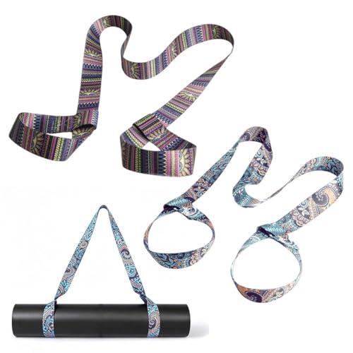 HOVKRE 2 Piezas Correas Ajustables Para Esterilla De Yoga, Correas De Gimnasio, Multifuncionales, Aptas Para Pilates Y Ejercicios, AeróBic, Ligeras Y Resistentes, Talla Universal (2 Colores)