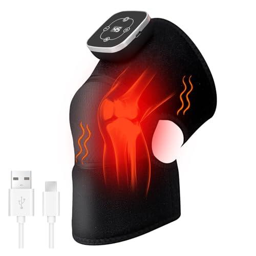 Rodillera calefactable inalámbrica con pantalla táctil, 5 niveles de calor y 3 modos de masaje, ajustable para rodilla, hombro y codo, batería integrada de 3000 mAh, función de temporizador