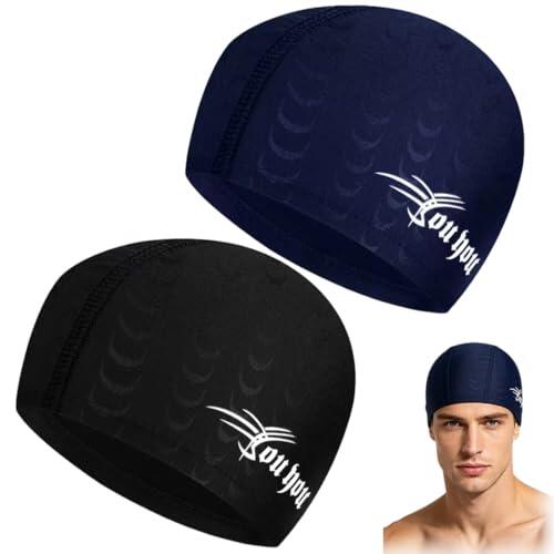 VRYNDH Gorro de piscina hombre tela impermeable - Swimming cap para cabeza grande, dos unidades adulto