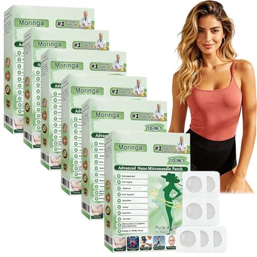 6/4/2 pcs Moringa 10 en 1 moringa berberina parches, Naturales, Fáciles de Usar, Cómodos y Discretos parche de profesional para hombres y mujeres (6pc)