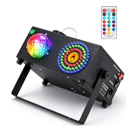 Máquina de niebla 2000 CFM con luz LED, mando a distancia y niebla hacia arriba (redonda)