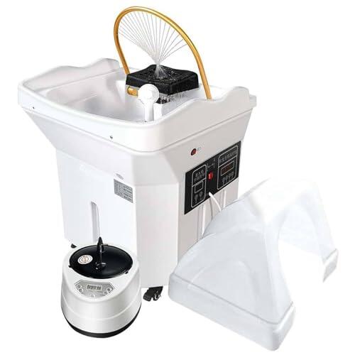 JJENXYYDS Equipo Head SPA, Lavacabezas con CirculacióN de Agua de Doble Control Y DepóSito de Agua de 60 litros, FuncióN de FumigacióN Y Fototerapia, para Salones de Belleza Y Spas White-Set2