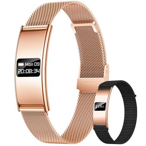 Pulsera Actividad Mujer Fitness Smartwatch: Reloj Inteligente Deportivo Delgado Monitor 24/7 y Sueño Ritmo Cardiaco SpO2 HRV Salud Función 5ATM Impermeable 2 Correas Aviso de llamada para Android iOS
