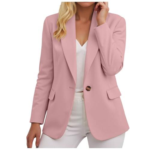 Blazer Casuales Mujer Manga Larga Solapa Ligeros Botones Fina Chaqueta Mujer Entretiempo Trabajo Elegante Blazer Slim Fit Frente Abierto Manga Larga Trabajo Oficina Boda Invitada Blazer Chaqueta