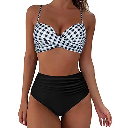 Traje De Baño De 2 Piezas para Mujer Tankini Push Up Mujeres con Curvas Bañador Transbronceador para Mujer Almohadillas Removibles Sin Espalda Bikini 2 Piezas Bañadores Natacion