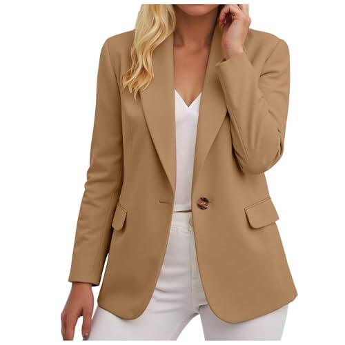 Blazer Casuales Mujer Manga Larga Solapa Ligeros Botones Fina Chaqueta Mujer Entretiempo Trabajo Elegante Blazer Slim Fit Frente Abierto Manga Larga Trabajo Oficina Boda Invitada Blazer Chaqueta