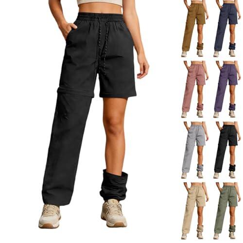 Genérico Pantalon Senderismo Mujer, Pantalones de Trekking Impermeables, Pantalon de Exterior Perneras Desmontable, Deportivos Pantalones para Uso Diario y al Libre