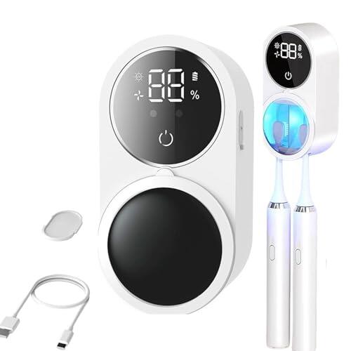 Limpiador de cepillos de Dientes Soportes de Pared para cepillos de Dientes Inteligentes con Sensor de Apertura automática Luz UVC Dual Pantalla LED desinfectante y