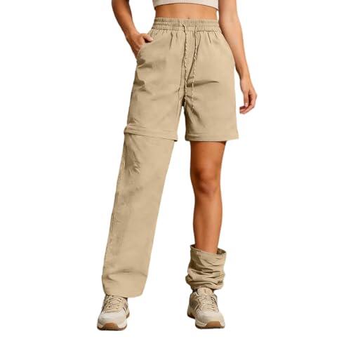 Genérico Pantalon Senderismo Mujer, Pantalones de Trekking Impermeables, Pantalon de Exterior Perneras Desmontable, Deportivos Pantalones para Uso Diario y al Libre