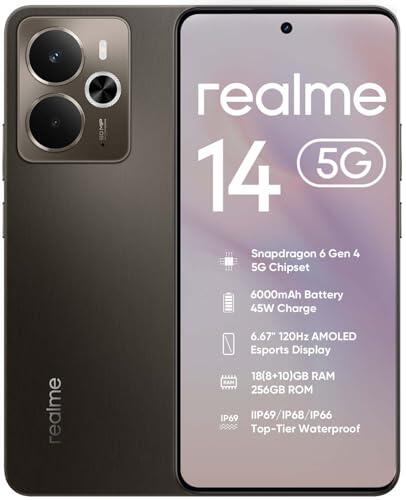 realme 14 5G Smartphone 8GB RAM + 256GB ROM, Teléfono Móvil Snapdragon 6 Gen 4 y 120Hz AMOLED Pantalla, 6000mAh Batería y Carga Rápida de 45W, IP69 Resistencia, GT Boost, 50MP OIS AI Cámara, Titanio